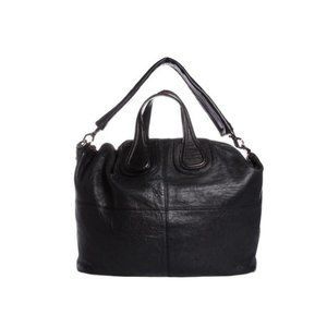 Givenchy Large Nightingale Satchel Gunmetal Hardware And Ostrich Leg Trim Black